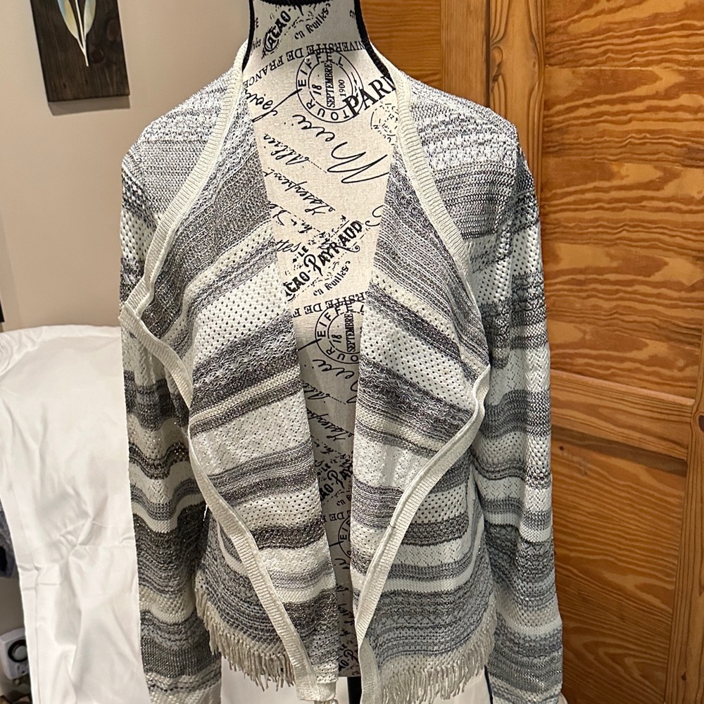 White House Black Market Striped Open-Front Cardigan Sweater